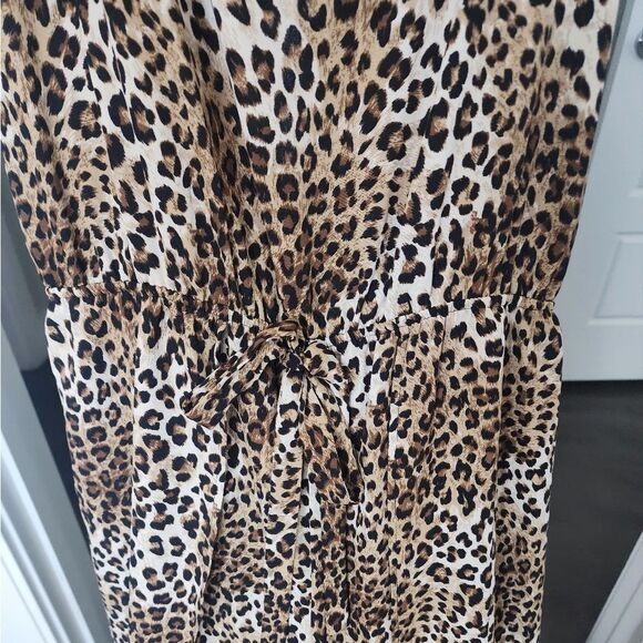 Emma & Michele Womens Animal Print Tie Waist Long Jumpsuit Size L - Picture 3 of 6